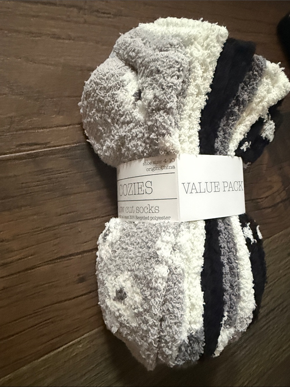 Cozy Value Pack 6 pair of Plush Socks - White, Gray, Black